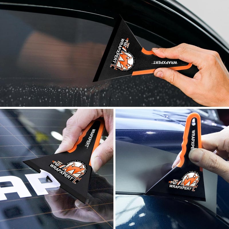 WRAPXPERT Window Tint Squeegee Triangle Contour Squeegee Corner Card Car Window Tint Tools Vinyl Wrap Tool Kit Scraper for Window Film Glass Tinting Application, 3 Pack, Black - Image 5